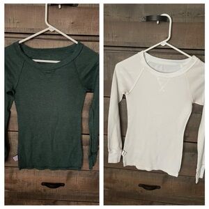 Waffle weave thermal long sleeve tops, set of 2 thermal tops, sz XS
